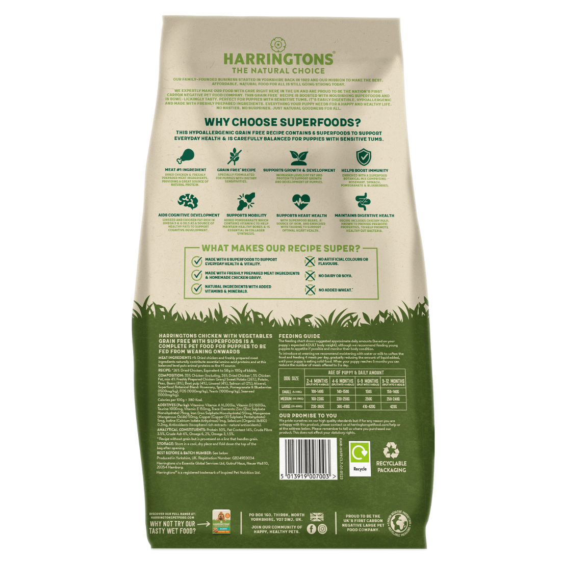 Harringtons Superfoods Chicken with Vegetables Puppy Dry Dog Food