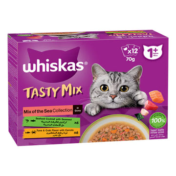 Whiskas Tasty Mix Sea Collection Wet Cat Food - 12x70G
