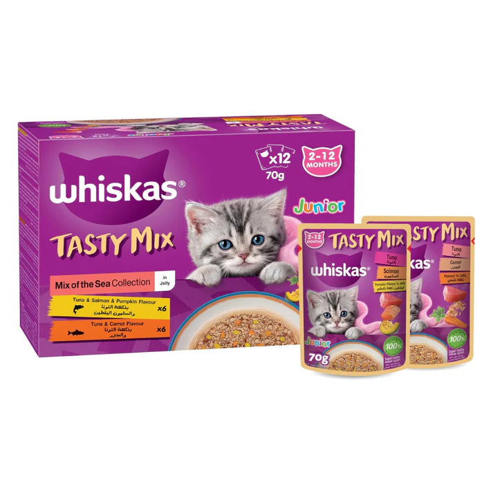 Whiskas Kitten Mix of the Sea Collection in Jelly Wet Cat Food - 12X70G