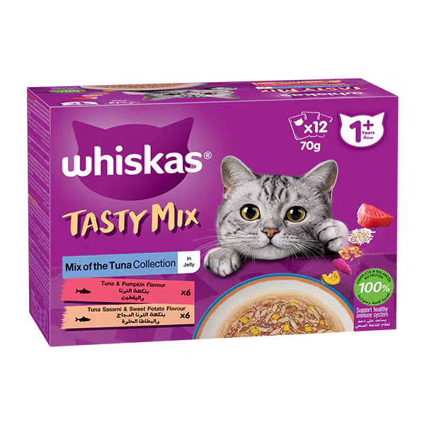 Whiskas Tasty Mix Tuna in Jelly Collection Wet Cat Food - 12X70G