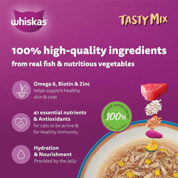 Whiskas Tasty Mix Tuna in Jelly Collection Wet Cat Food - 12X70G