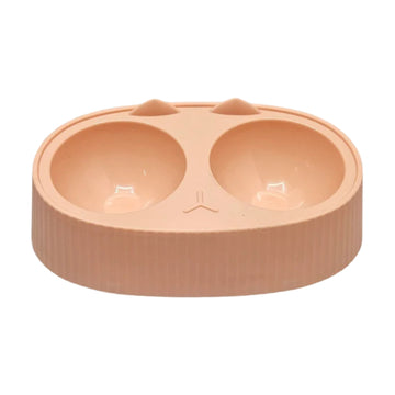 Cozy Paws Dual Feeding Bowl Plastic Peach