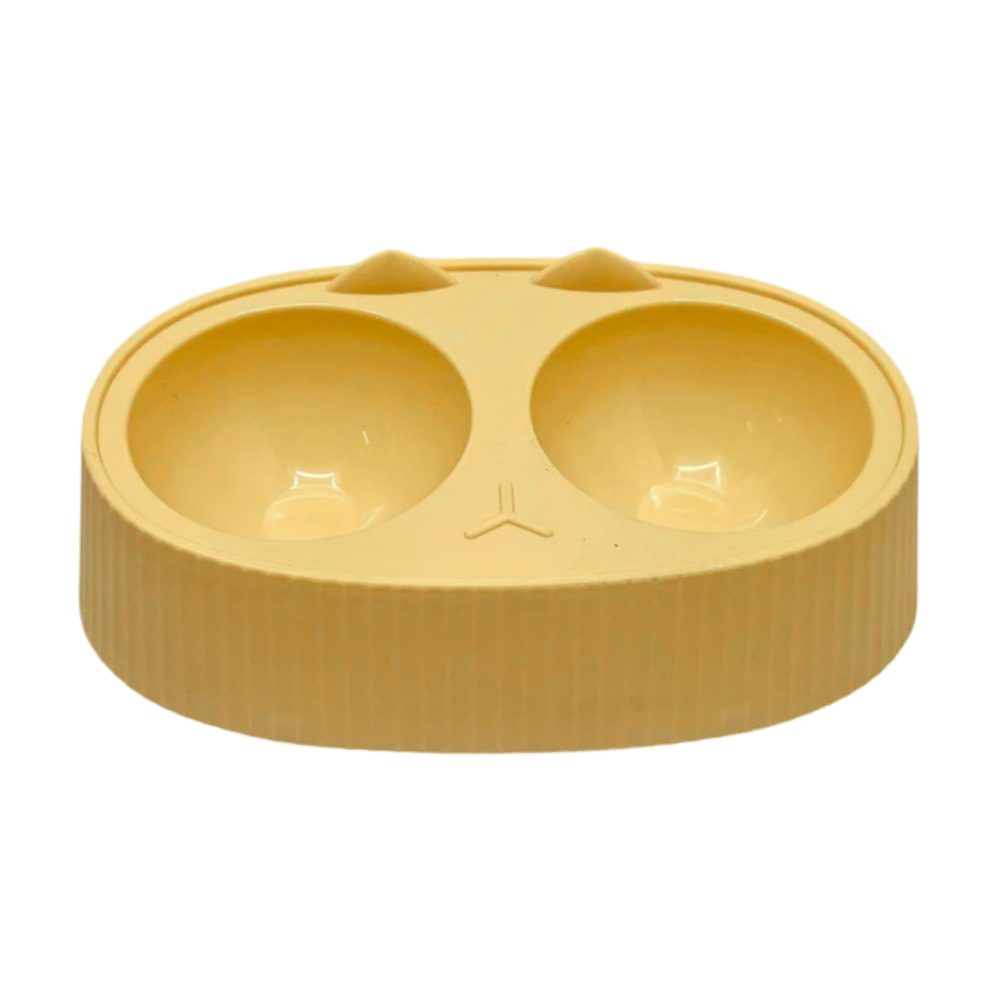 Cozy Paws Dual Feeding Bowl Plastic Yellow