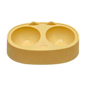 Cozy Paws Dual Feeding Bowl Plastic Yellow