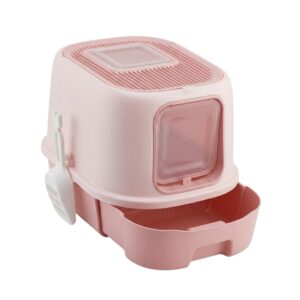 Cozy Paws Flip Top Jumbo Cat Litter Box With Scoop Pink
