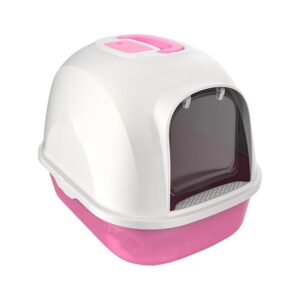 Cozy Paws Hooded Cat Litter Box with Swing Door & Handle  Pink