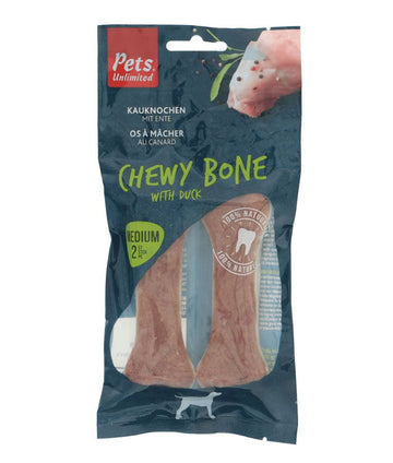 Pets Unlimited Chewy Bone with Duck Medium Dog Treats 2pcs