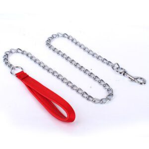 For Pet Dog Lead Chain With Pu Handle & Collar - Large (Mixed Colors)
