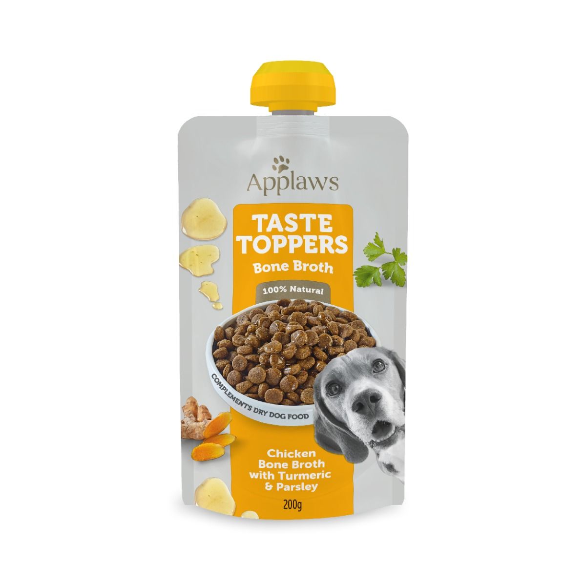 Applaws Taste Toppers Chicken Bone Broth with Turmeric & Parsley Wet Dog Food Pouch