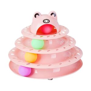 Cozy Paws Interactive 4-Tier Ball Track Cat Toy for Indoor Cats-Pink