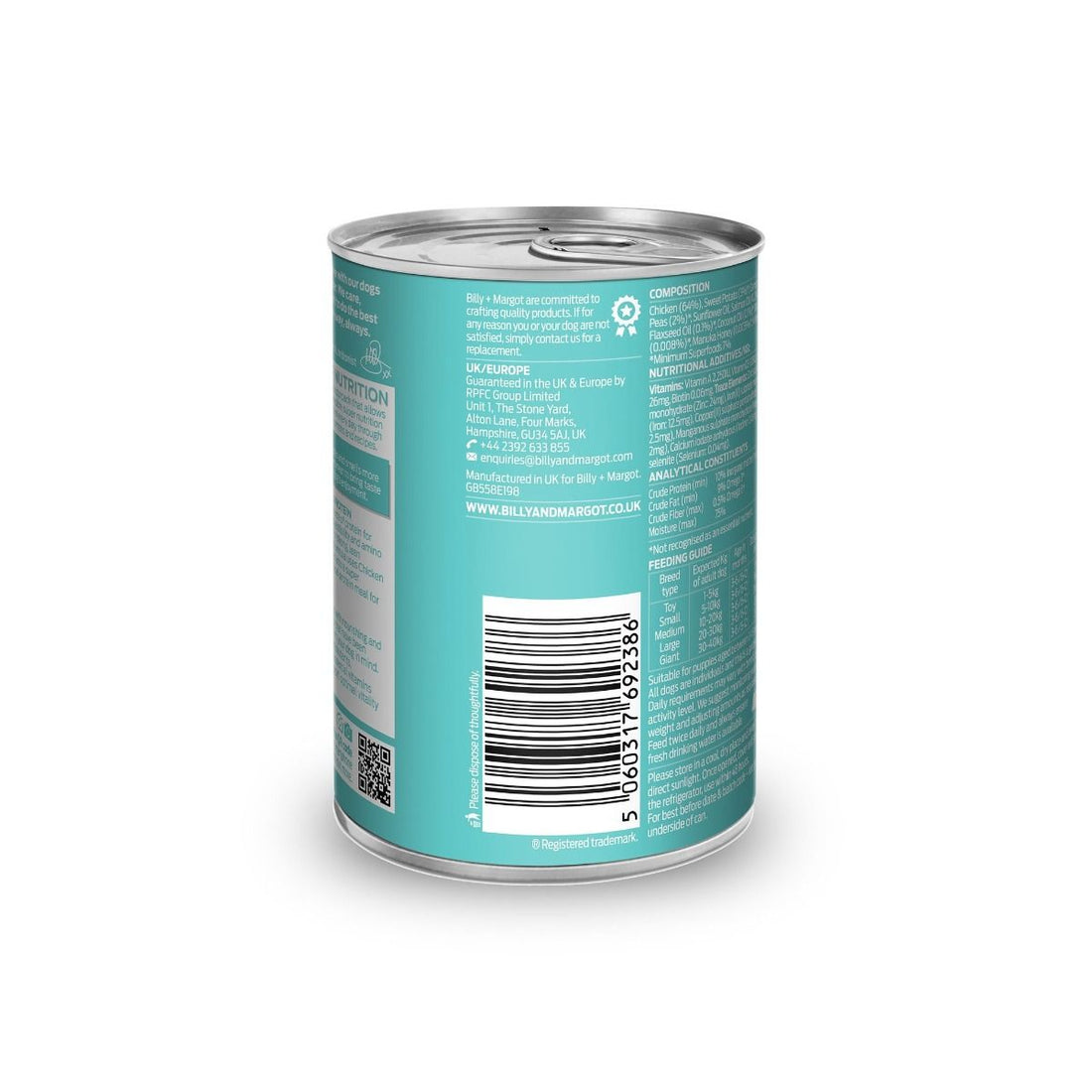Billy & Margot Chicken with Superfoods Canned Wet Puppy Food 395g