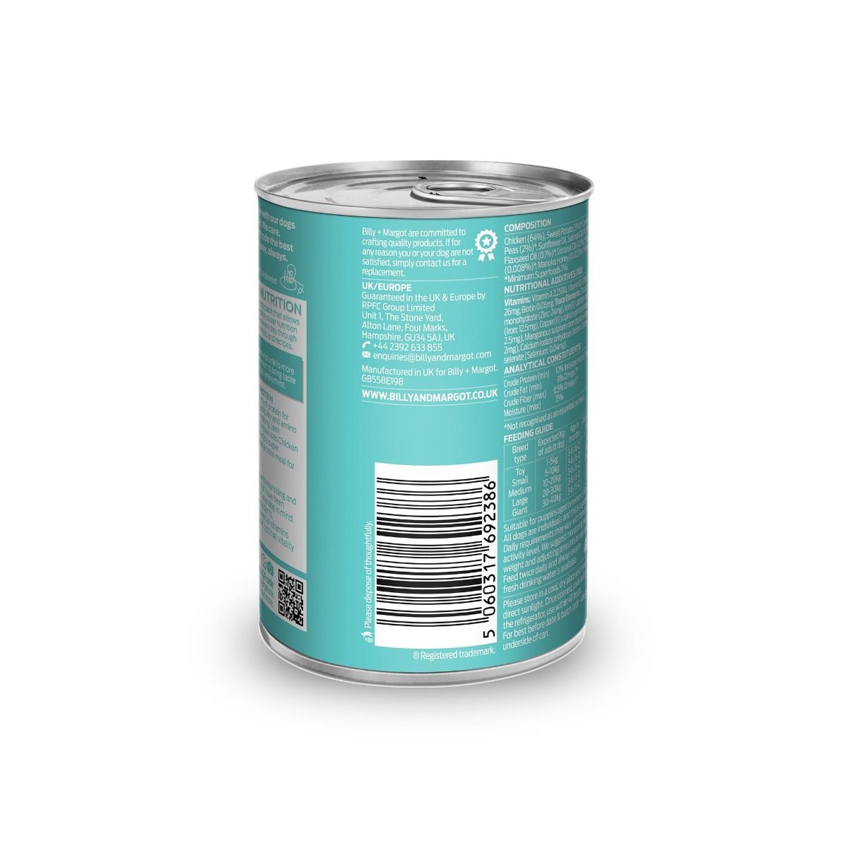 Billy & Margot Chicken with Superfoods Canned Wet Puppy Food 395g