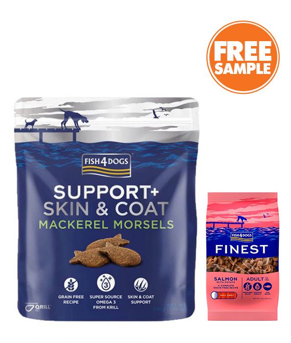 Fish4Dogs Support+ Skin & Coat Mackerel Morsels Dog Treats 225g