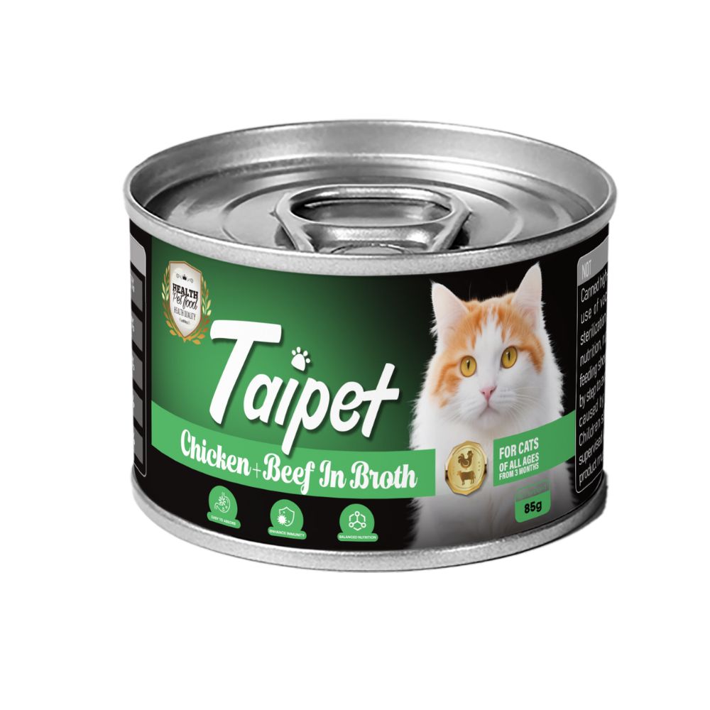 Taipet Cat Canned Wet Food Chicken & Beef in Broth 85g