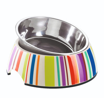 Hunter Melamine Stripes Dog Bowl