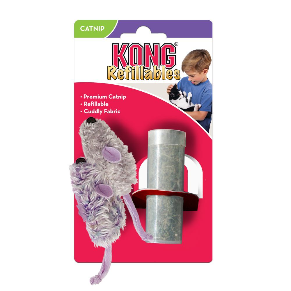 Kong Refillables Catnip Purple & Frosty Grey Mouse Cat Toy