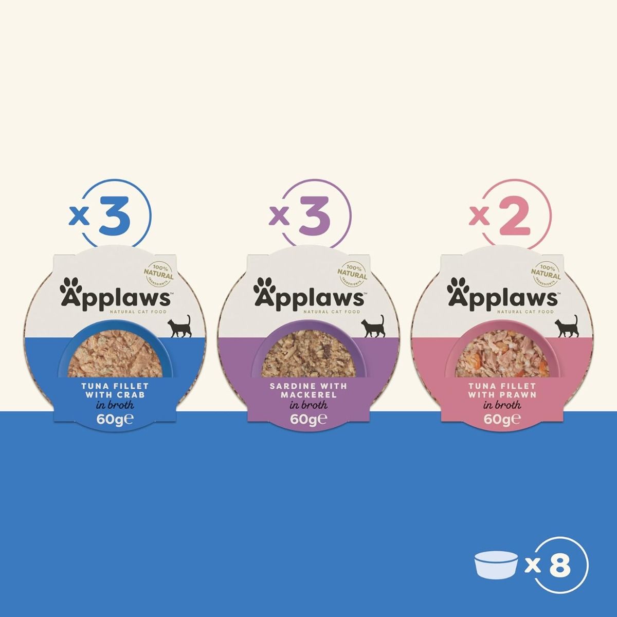 Applaws Fish Selection in Broth Adult Wet Cat Food 8 x 60g Pouch