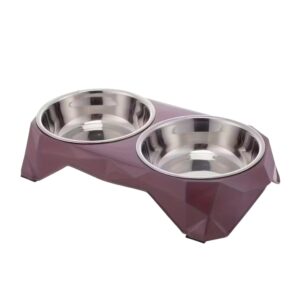Cozy Paws Double Steel Pet Bowls – Purple