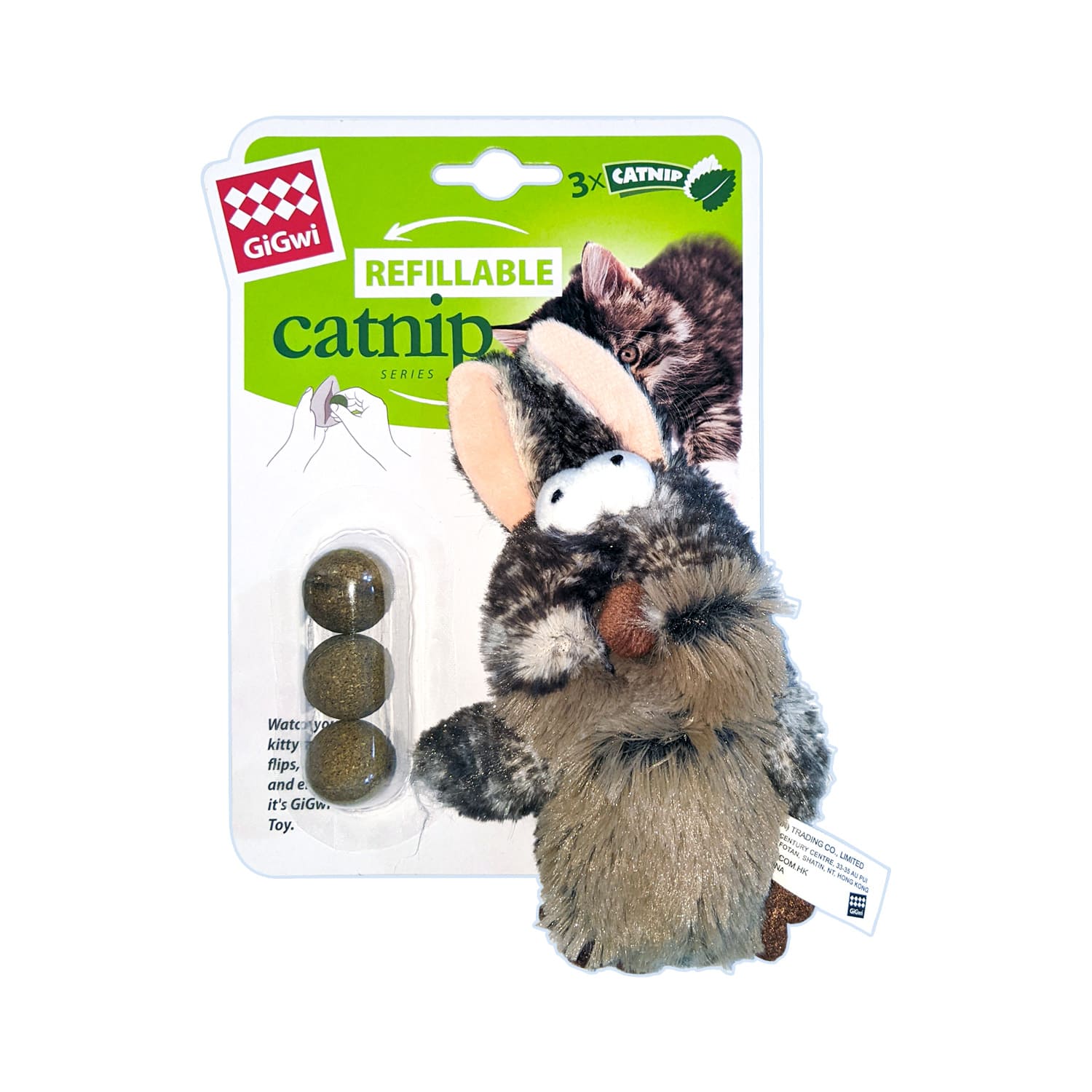 GiGwi Rabbit Refillable Catnip with 3 catnip balls