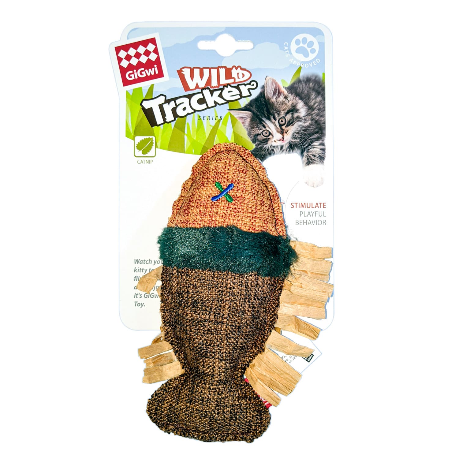 GiGwi Wild Tracker Fish with Raffia Ribbon