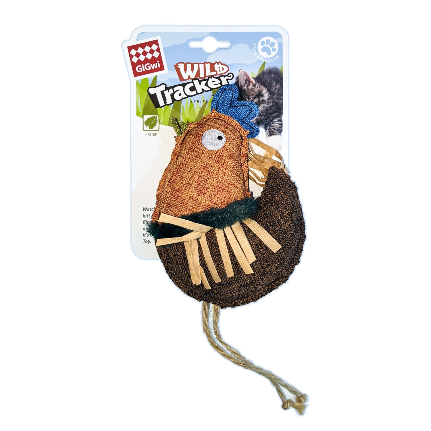 GiGwi Wild Tracker Chicken with Raffia Ribbon