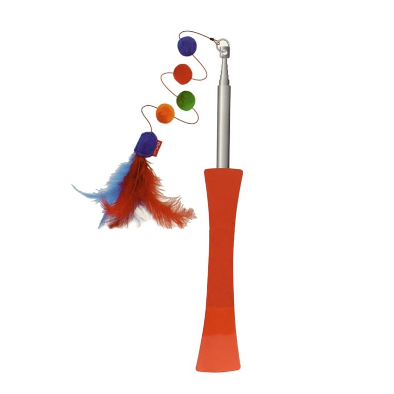 GiGwi Extendable Catwand Feather Teaser with rattle and tpr handle