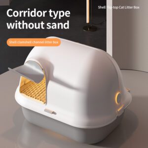 Pakeway Shell Flip-Top Open Cat-Litter Box - Grey