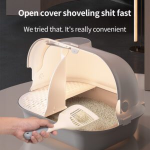 Pakeway Shell Flip-Top Open Cat-Litter Box - Grey