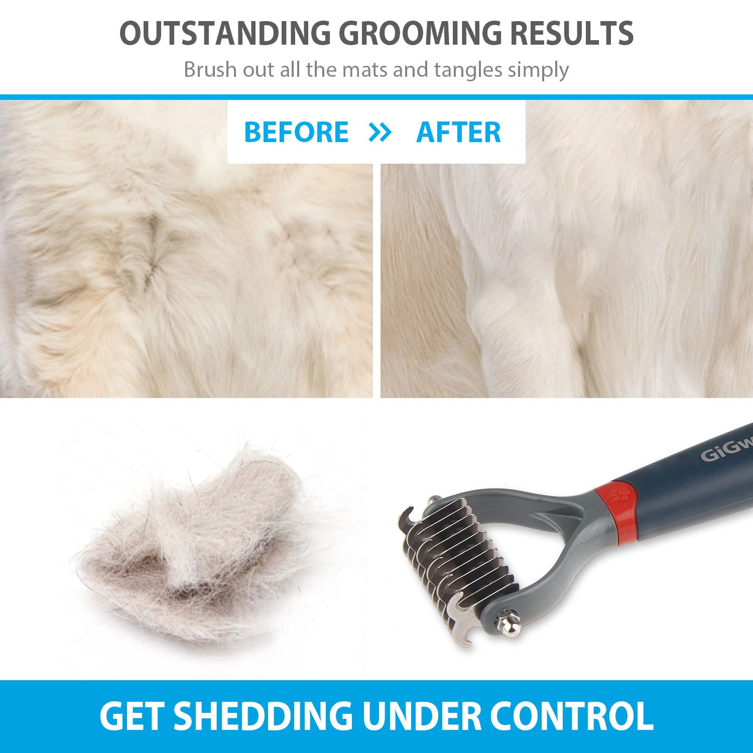 GiGwi Dual Head Dematting Comb 17 Teeth for Dogs & Cats