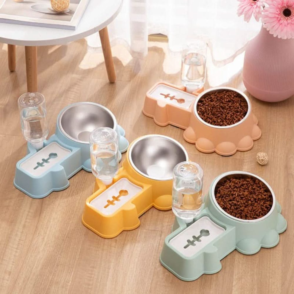 Cozy Paws Automatic Dual Pet Feeder & Water Dispenser (Pink)