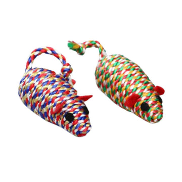 Cozy Paws Rainbow Rope Mouse Toys-Pack of 2
