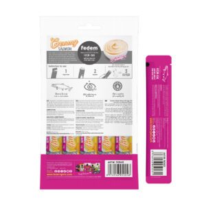 Fedem Cat Creamy Treats – Salmon Flavour with Egg Yolk 60gx5 pcs (box contain 12pcs)