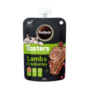 Fedem Tasters Creamy Cat Snack – Lamb & Cranberries 80g