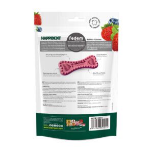 Fedem Happident Petite Dog Treats – Berries Flavour 144g (18 pcs)