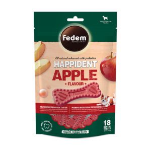 Fedem Happident Petite Dog Treats – Apple Flavour 144g (18 pcs)