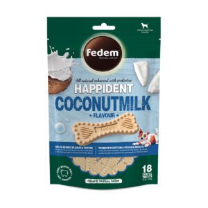 Fedem Happident Petite Dog Treats – Coconut Milk Flavour 144g(18pcs)