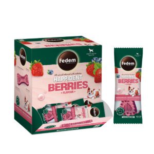 Fedem Happident Regular Dog Treats – Berries Flavour 20g x 48pcs