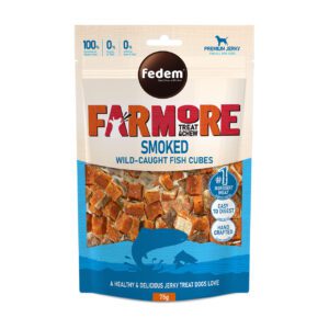 Fedem Farmore Jerky for Dogs – Smoked Wild-Caught Fish Cubes 75g