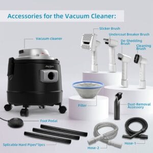 Shernbao Vaccum Cleaner With a Foot Pedal And Self Cleaning Pet Brush Kit