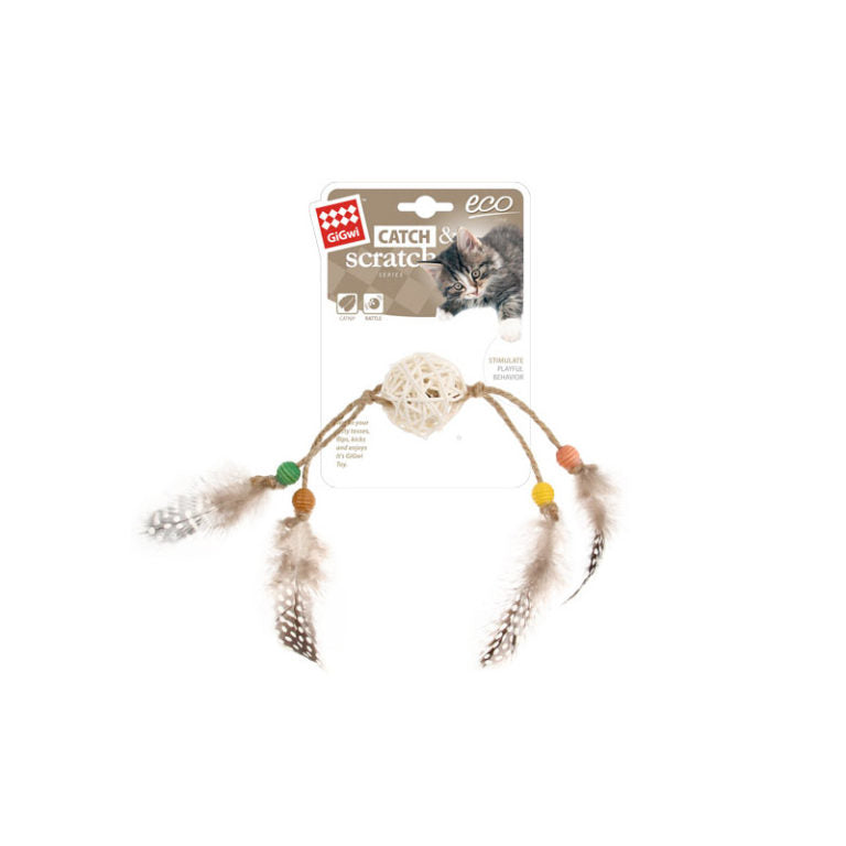 GiGwi Eco Line Catch Scratch with Rattle Wood / Feather / Rattan