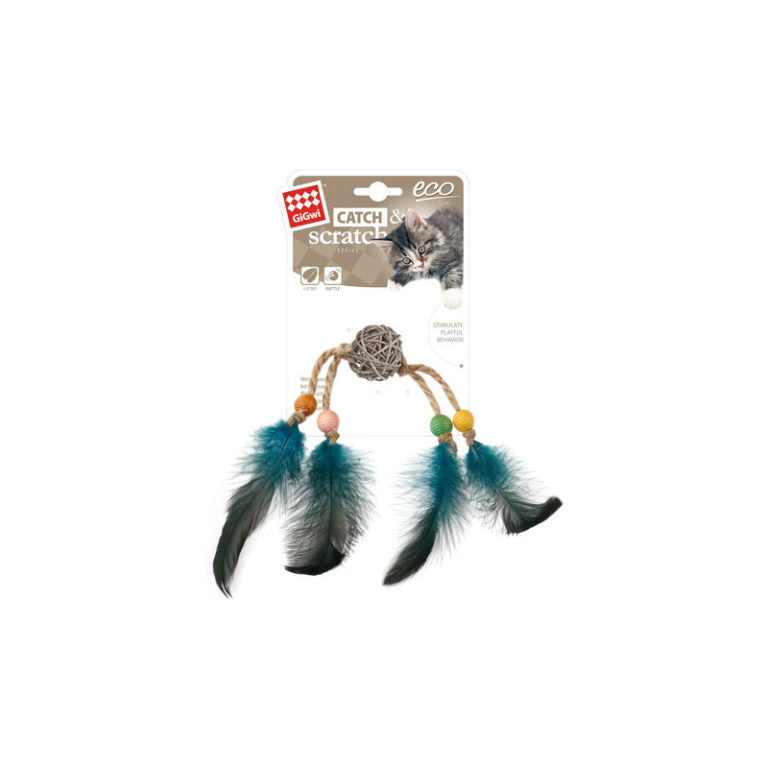 GiGwi Eco Line Catch Scratch with Rattle Wood / Feather / Rattan