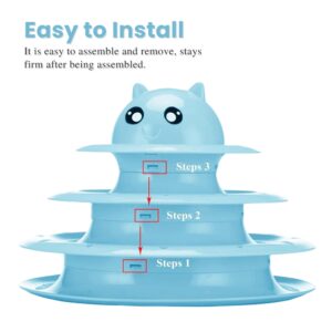 Cozy Paws Multi-Level Ball Track Cat Toy with Cartoon Face – Blue