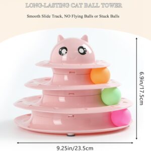 Cozy Paws Multi-Level Ball Track Cat Toy with Cartoon Face – Pink