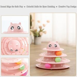 Cozy Paws Multi-Level Ball Track Cat Toy with Cartoon Face – Pink