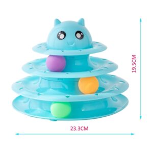 Cozy Paws Multi-Level Ball Track Cat Toy with Cartoon Face – Blue