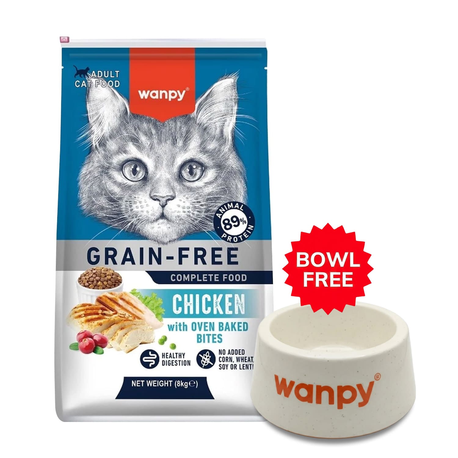 Wanpy Grain Free Complete Food for Adult Cat – Chicken Recipe 8 kg