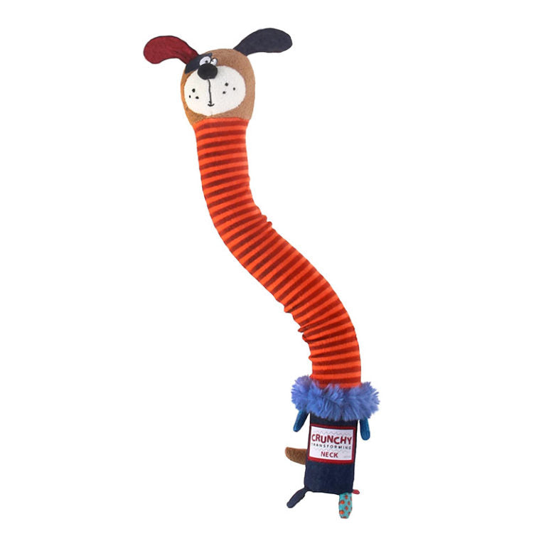 GiGwi Crunchy Neck Plush Friendz Dog with Bone & Squeaker – Small