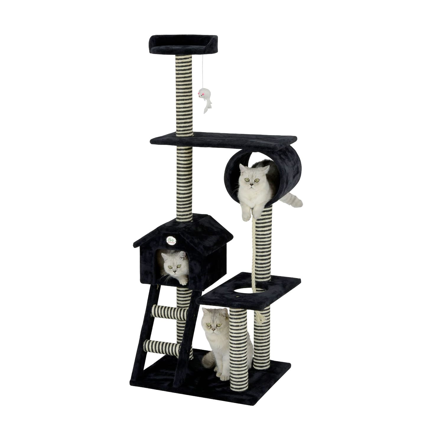 Go Pet Club 60″ Black Cat Tree Condo with Sisal Covered Posts