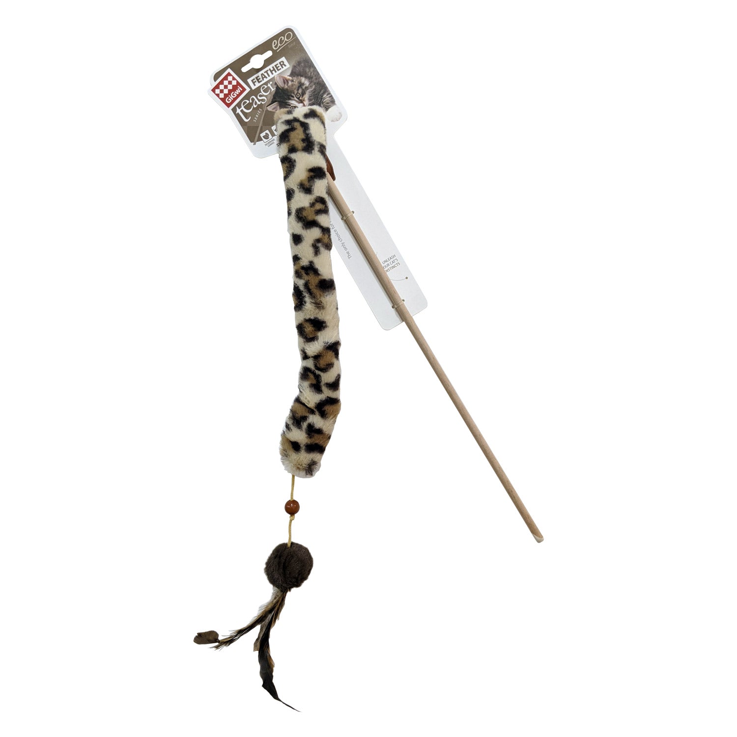 GiGwi Eco line Feather Teaser with crinkles and Slivervine Leaves