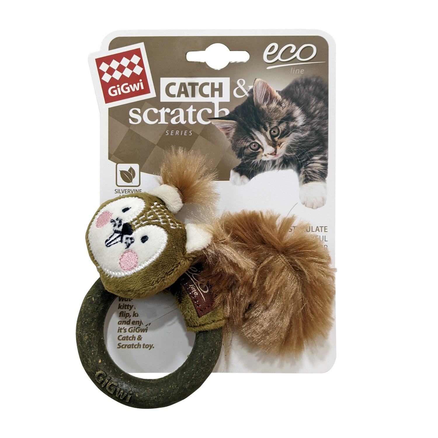 GiGwi Squirrel Catch & Scratch Eco line with Slivervine Ring